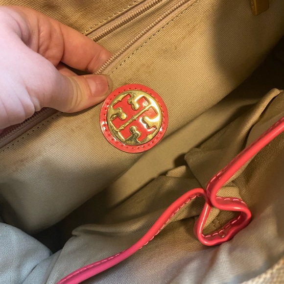 Authentic Tory Burch Mini Tory tote Habanero Pepper RARE canvas patent leather - Picture 9 of 9